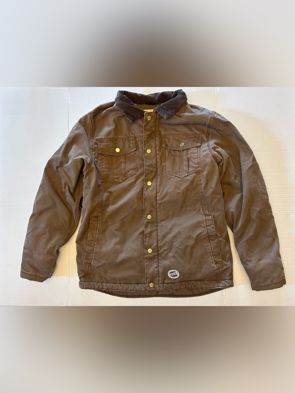 Berne Vintage Men's Brown Sherpa Lined Heavy Duty Work Chore Jacket Coat Size LT